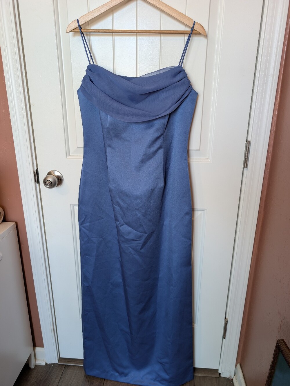 Vintage Betsy & Adam Chiffon Top Wrapped Maxi Dress W12 Blue/Purple